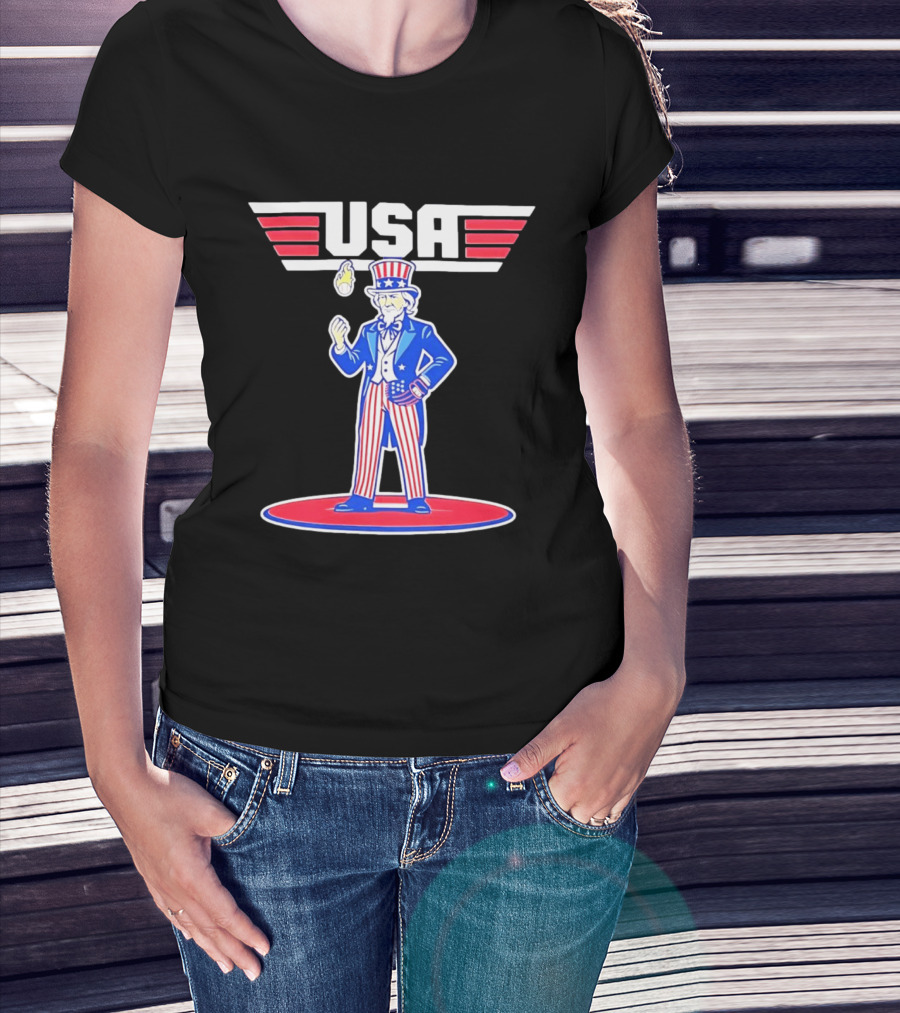 Uncle Sam USA Baseball Ace Patriotic Sports T-Shirt