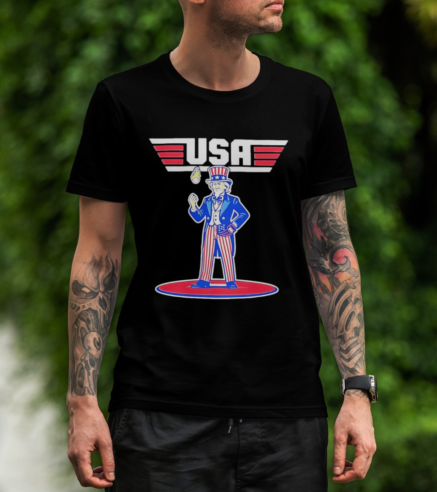 Uncle Sam USA Baseball Ace Patriotic Sports T-Shirt