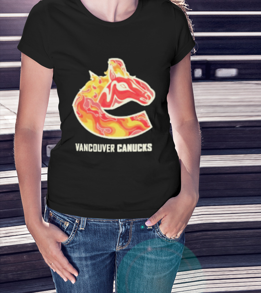 Vancouver Canucks Lunar New Year 2026 Horse Flaming T-Shirt