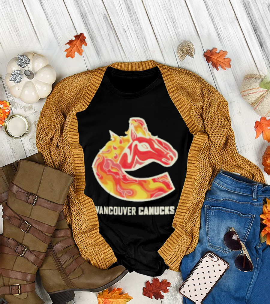 Vancouver Canucks Lunar New Year 2026 Horse Flaming T-Shirt
