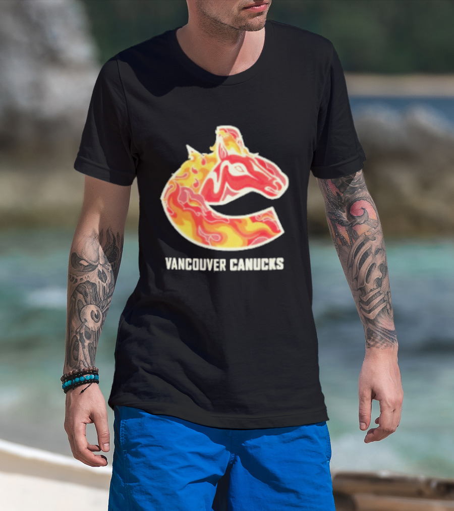 Vancouver Canucks Lunar New Year 2026 Horse Flaming T-Shirt