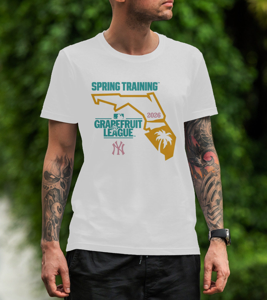 Spring Training New York Yankees Grapefruit League 2026 Florida Map Palm Tree T-Shirt