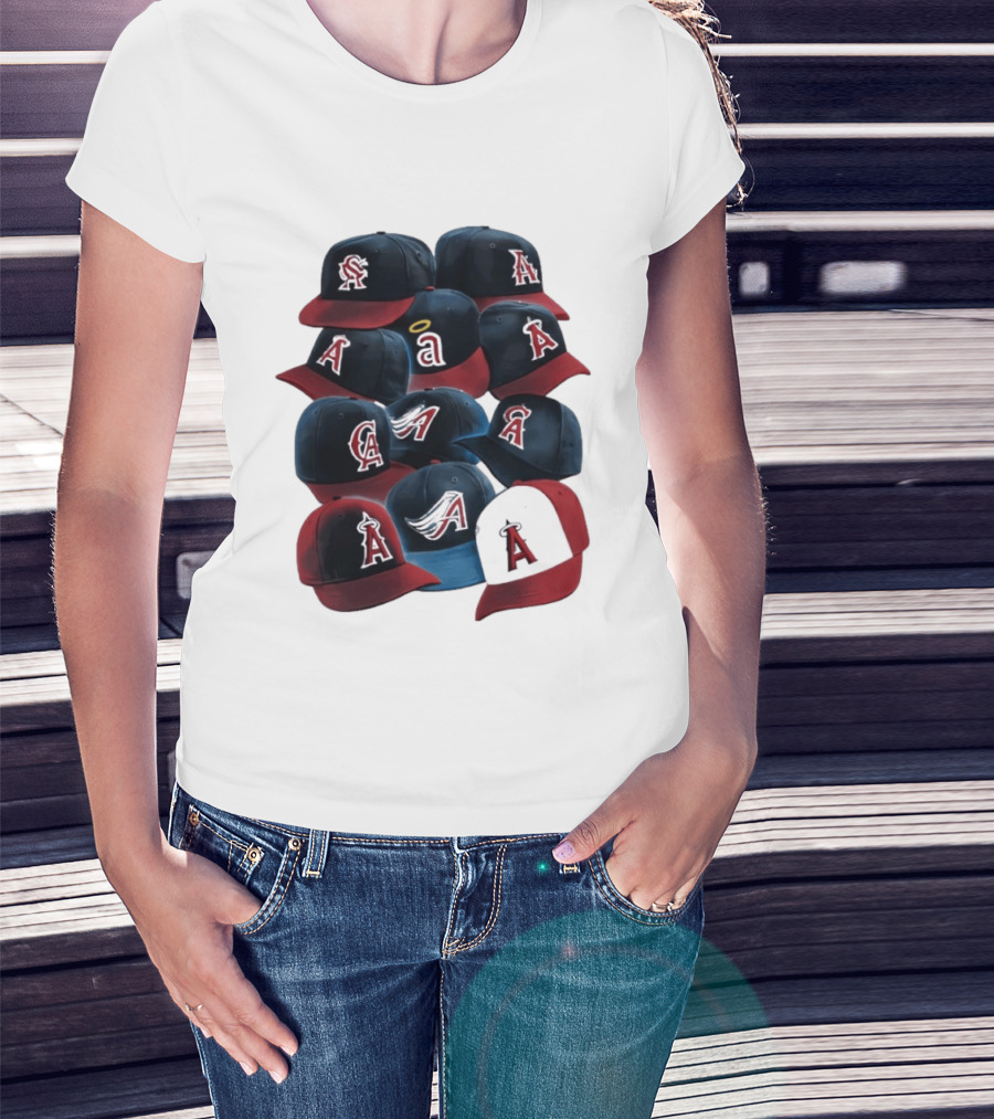 Stacked A Cap Collection With Angelic Halo And Stylized Wings T-Shirt