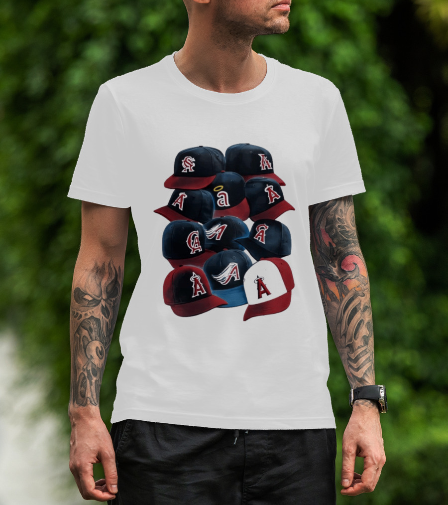 Stacked A Cap Collection With Angelic Halo And Stylized Wings T-Shirt