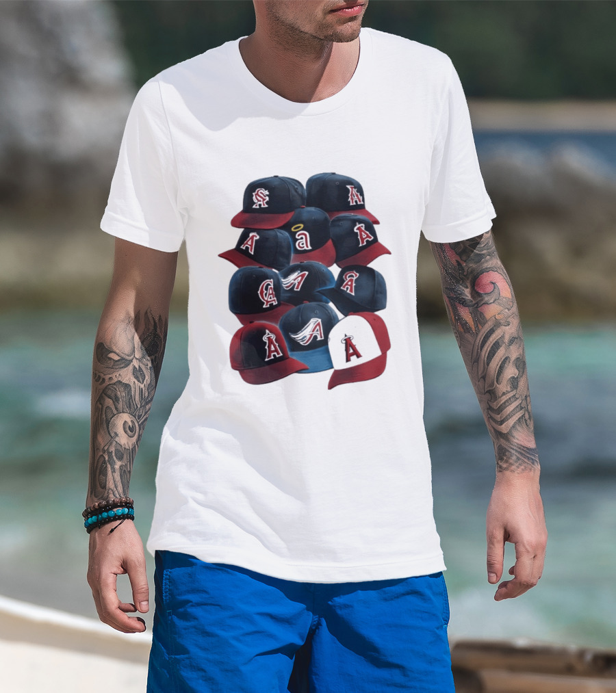 Stacked A Cap Collection With Angelic Halo And Stylized Wings T-Shirt