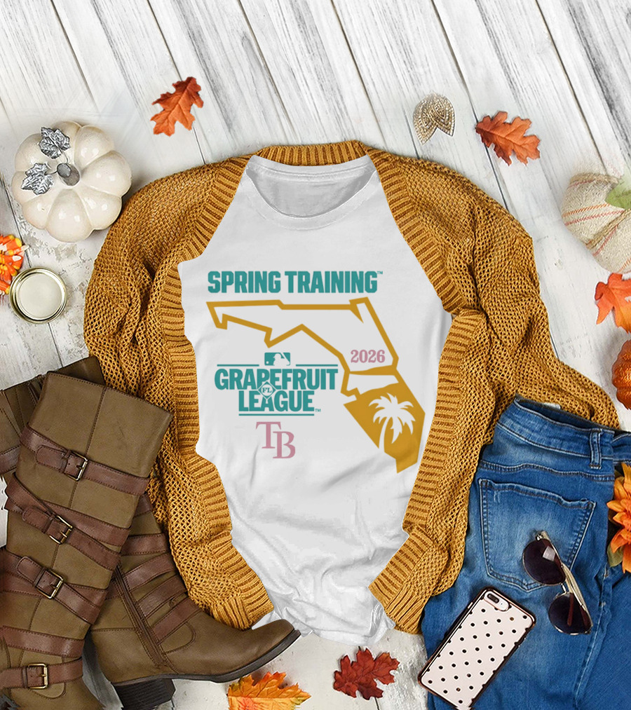 Tampa Bay Rays 2026 Spring Training Grapefruit League Florida Map Palm Tree T-Shirt