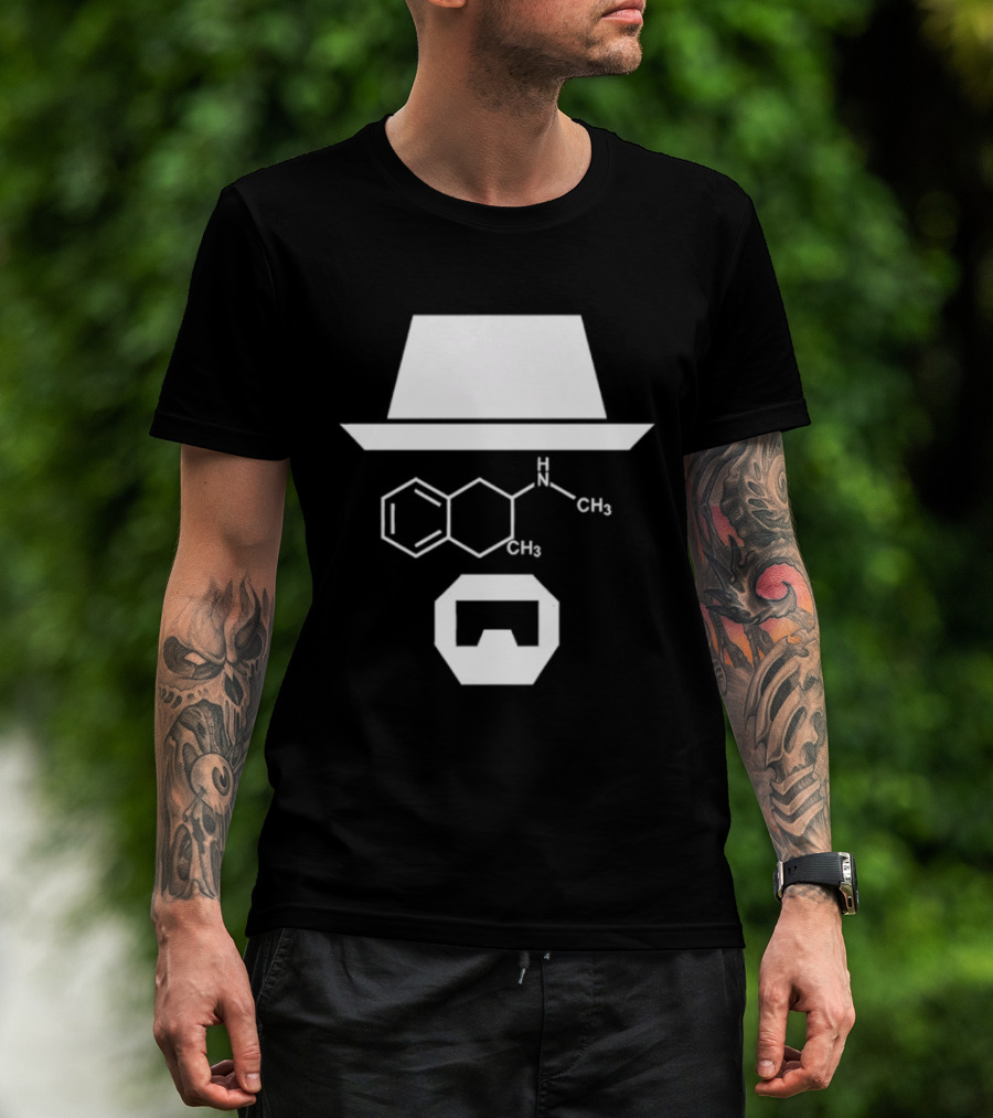 Heisenberg Hat And Methamphetamine Molecule Chemistry Breaking Bad T-Shirt