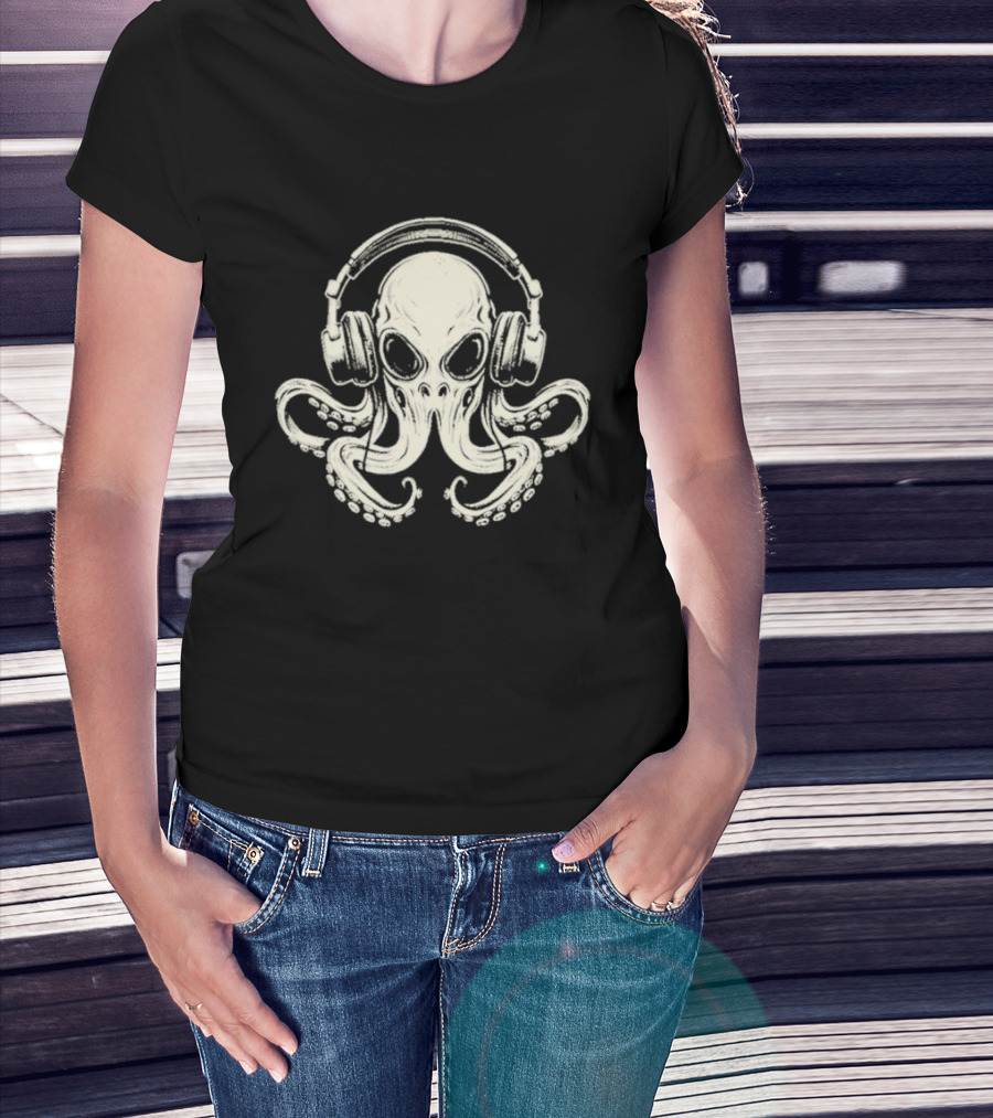 Octopus DJ Headphones Music T-Shirt