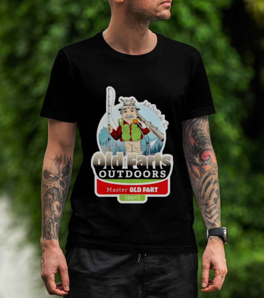 Old Farts Outdoors Master Old Fart 80 Plus Senior Fishing Adventure T-Shirt