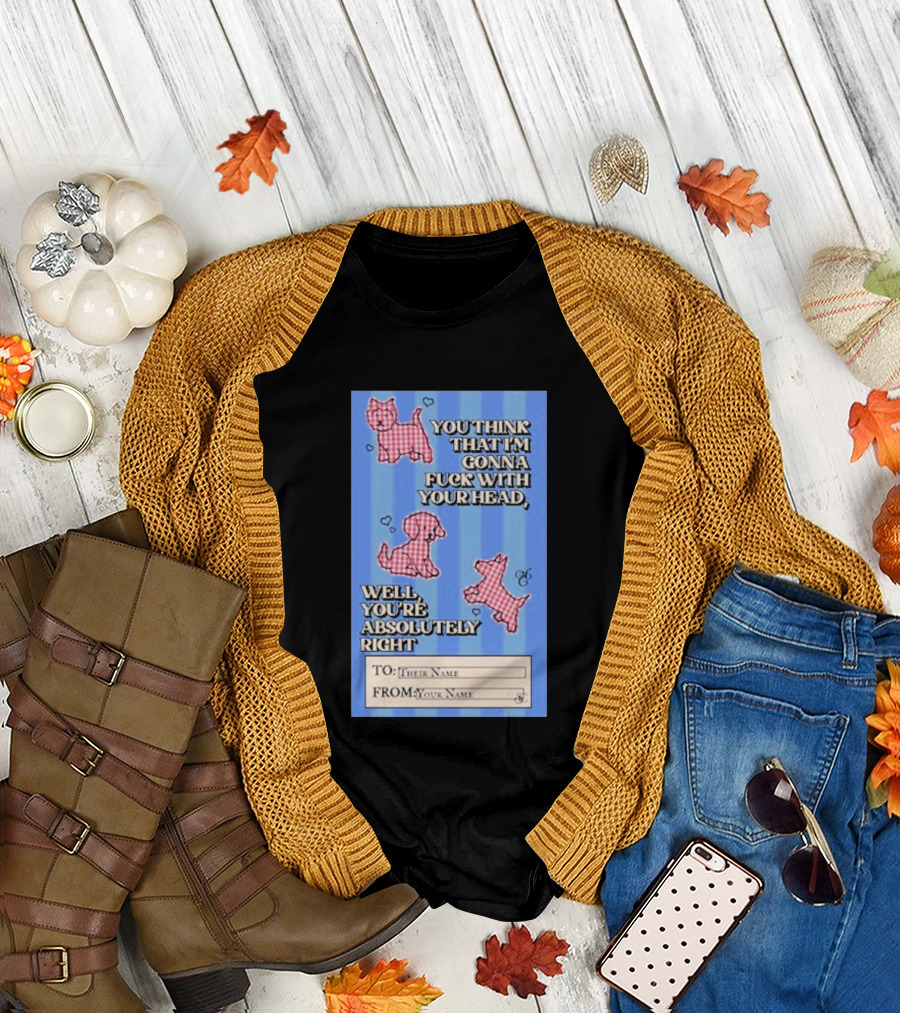 Well You're Absolutely Right Funny Gingham Dog Hearts T-Shirt