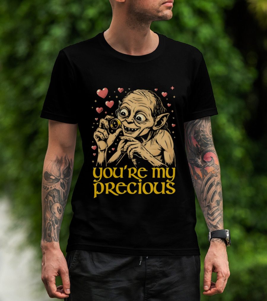 Gollum Holding Ring You're My Precious Hearts T-Shirt