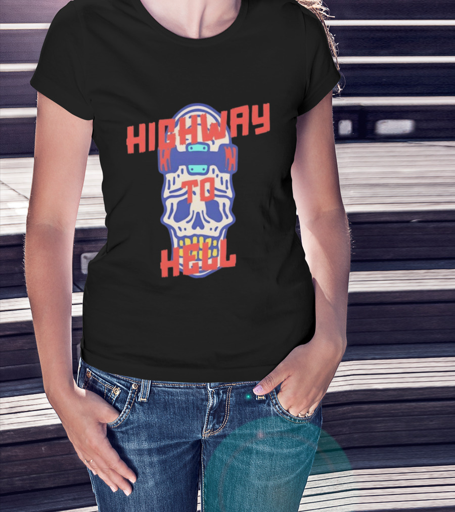 Skeleton Highway To Hell Skateboard Skull T-Shirt