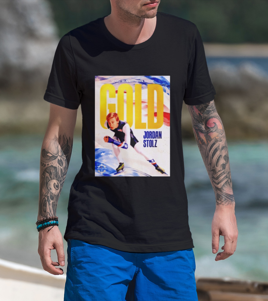 Speed Skating Men's 1000m Gold Jordan Stolz Milan Cortina 2026 T-Shirt