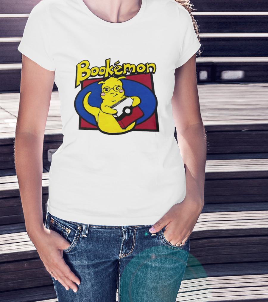 Bookemon Pikachu With Book And Pokeball T-Shirt