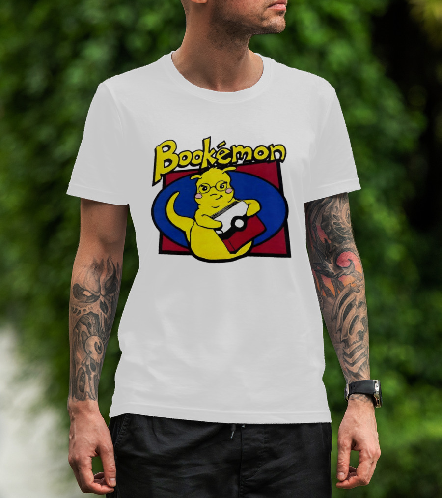 Bookemon Pikachu With Book And Pokeball T-Shirt