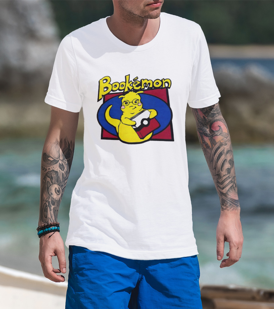 Bookemon Pikachu With Book And Pokeball T-Shirt