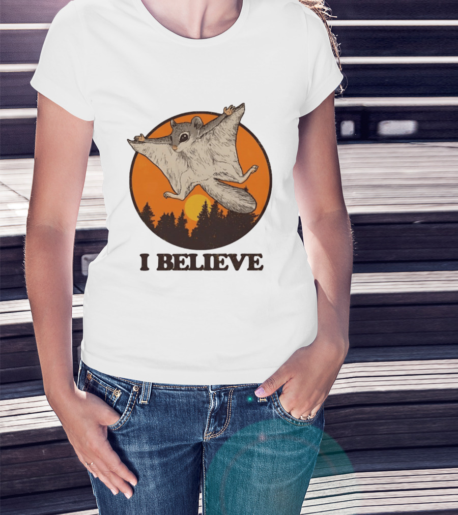 I Believe Flying Squirrel Sunset T-Shirt