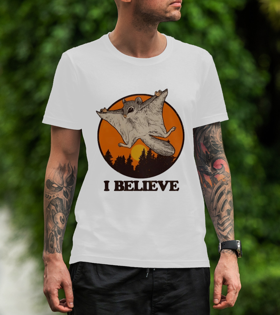 I Believe Flying Squirrel Sunset T-Shirt