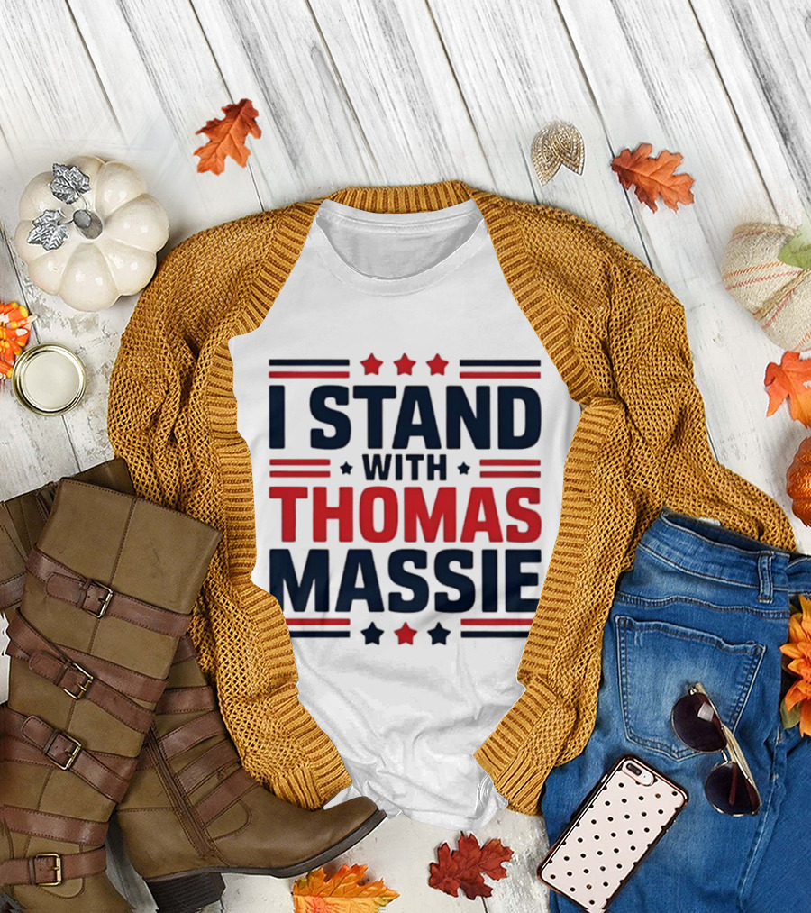 I Stand with Thomas Massie Patriotic Stars and Stripes T-Shirt