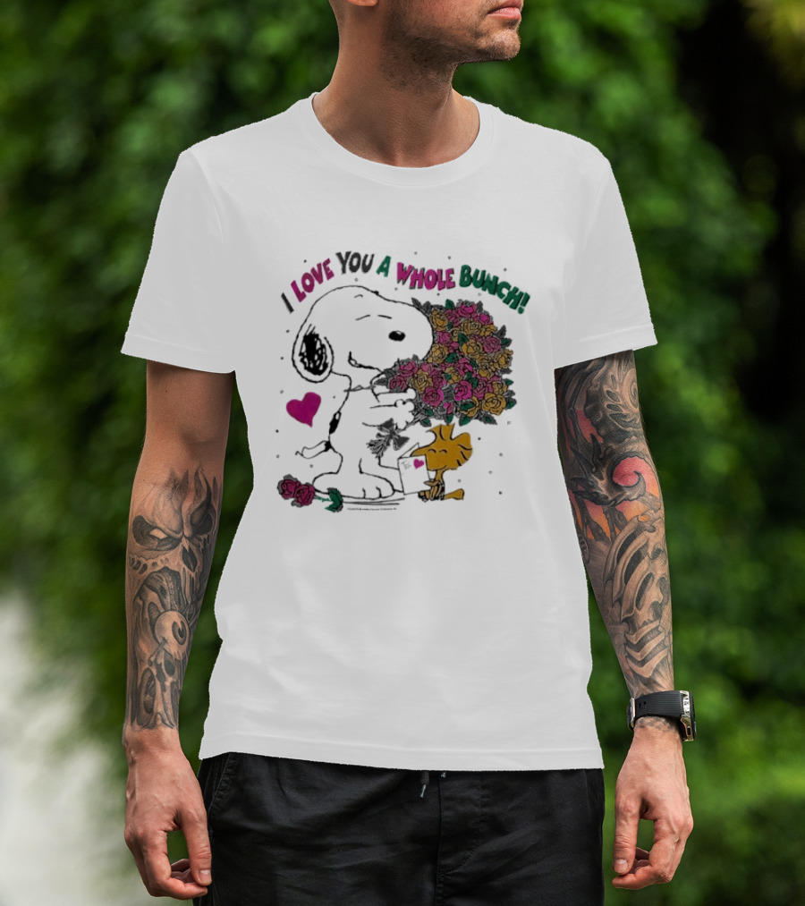 Snoopy I Love You A Whole Bunch Bouquet For Woodstock T-Shirt