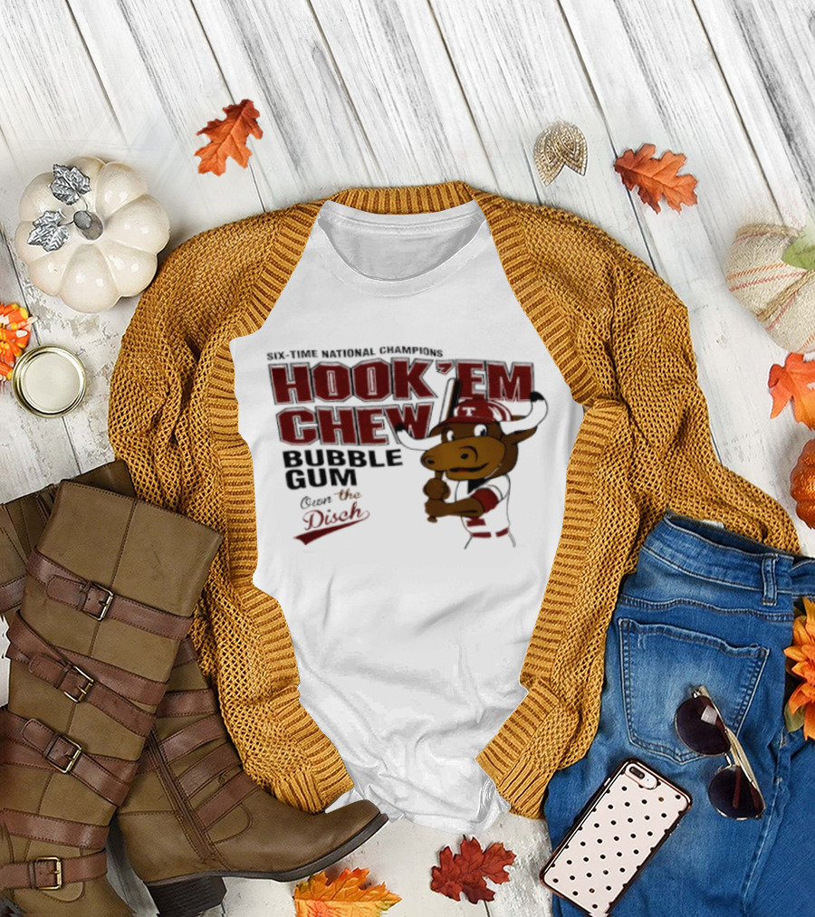 Texas Longhorns Hook 'Em Chew Bubble Gum Own the Disch Baseball T-Shirt