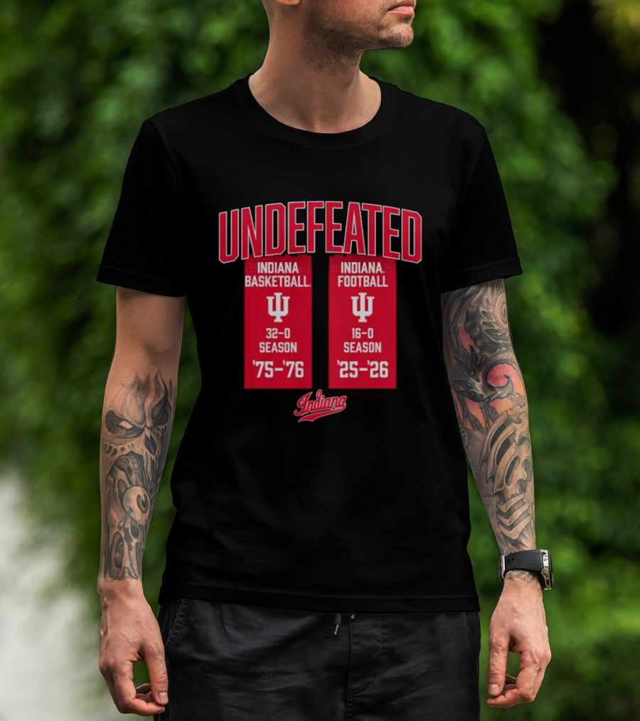 Indiana Hoosiers Undefeated 1975 76 Basketball And 1925 26 Football Seasons T-Shirt