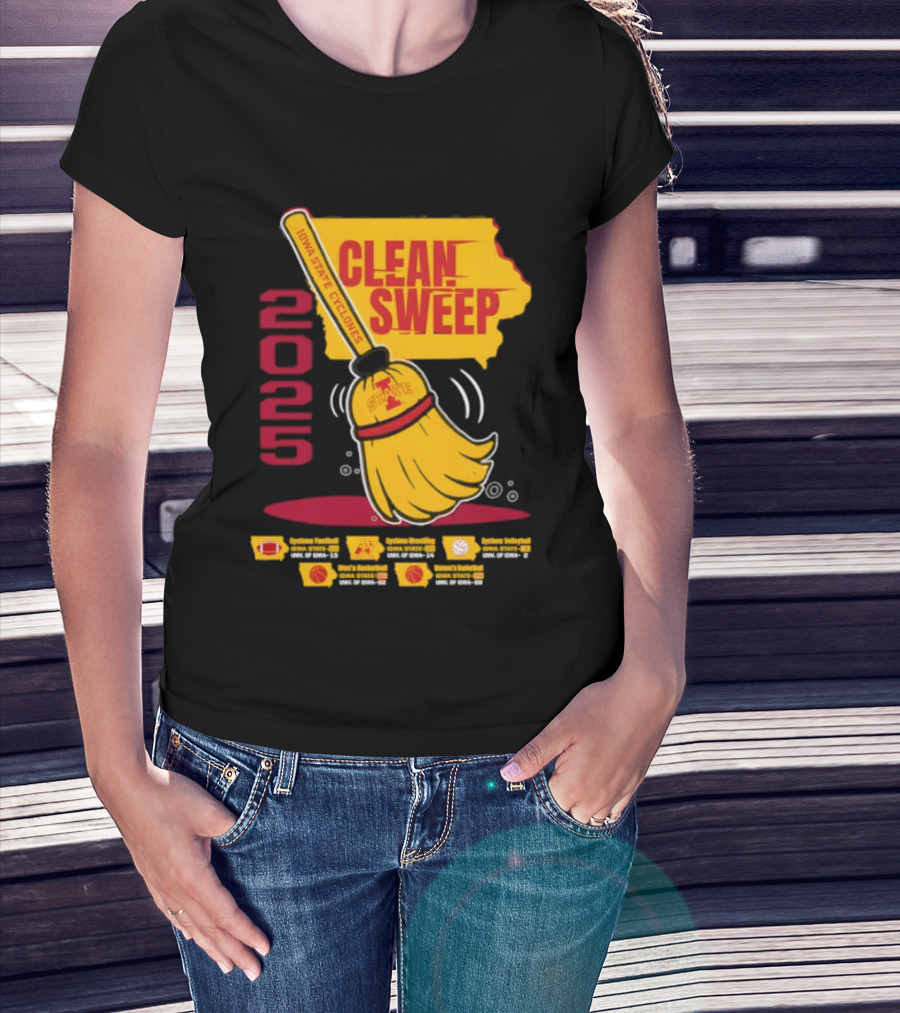 Iowa State Cyclones Clean Sweep 2025 Basketball Wrestling Volleyball Football T-Shirt