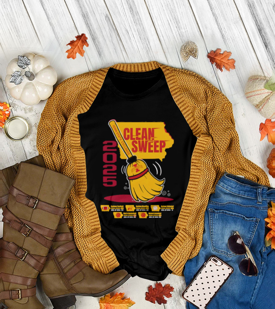 Iowa State Cyclones Clean Sweep 2025 Basketball Wrestling Volleyball Football T-Shirt
