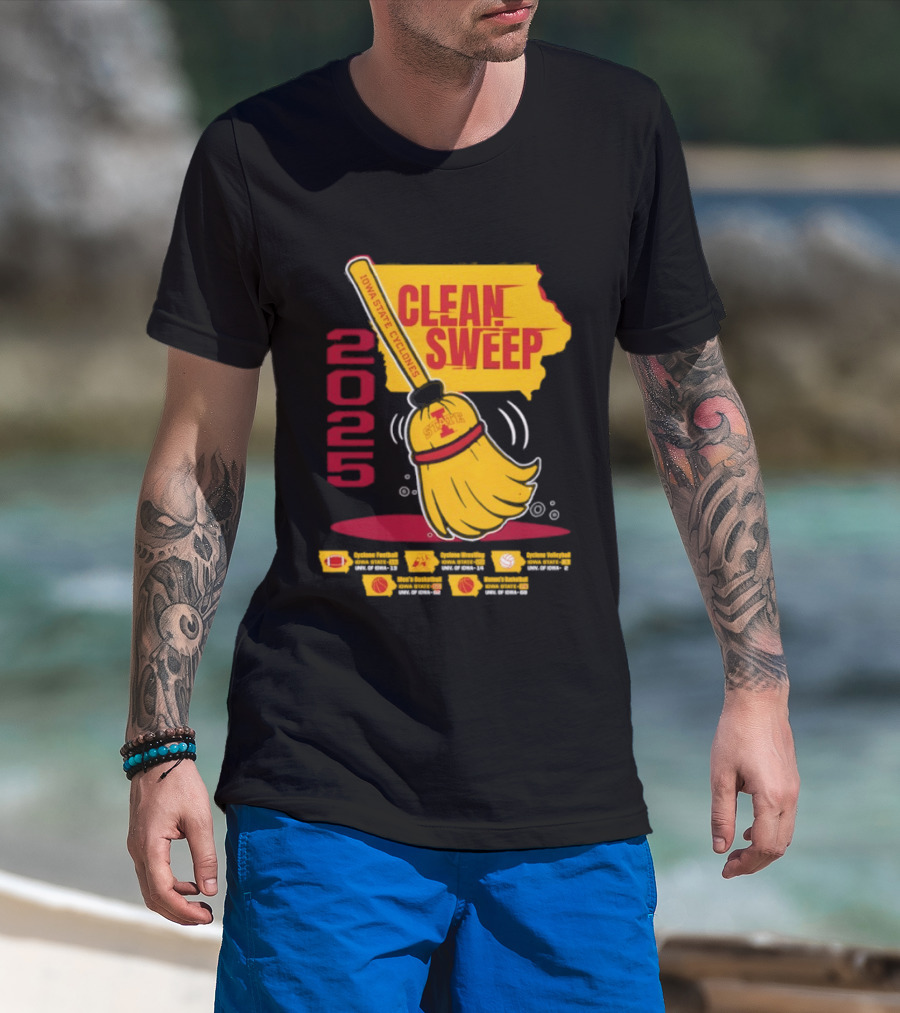 Iowa State Cyclones Clean Sweep 2025 Basketball Wrestling Volleyball Football T-Shirt