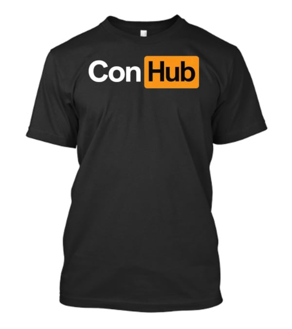 ConHub Parody Text On Orange And White T-Shirt