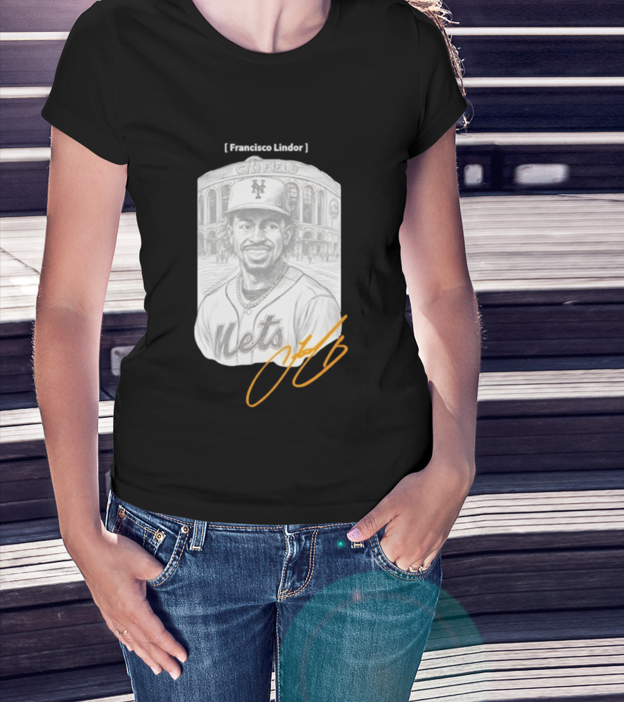 Francisco Lindor New York Mets Citi Field Signature T-Shirt