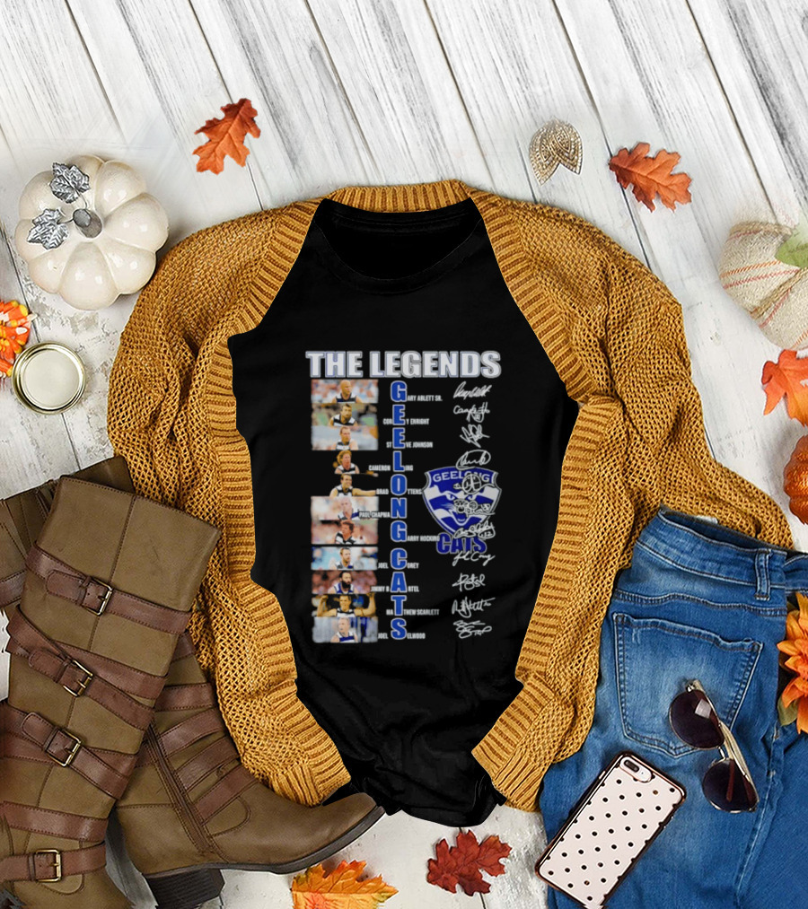 The Legends of Geelong Cats Player Signatures and Iconic Players T-Shirt