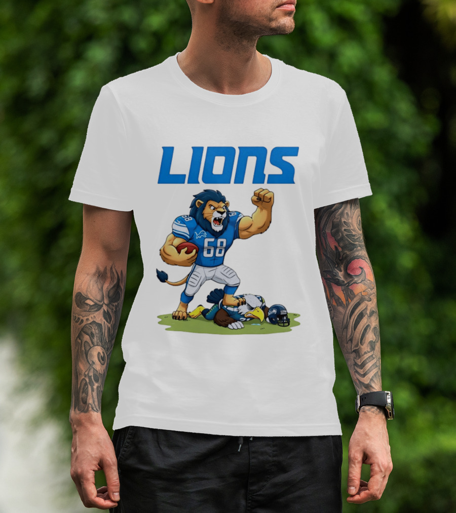 Detroit Lions Dominating Seahawks Rivalry Mascot Showdown T-Shirt
