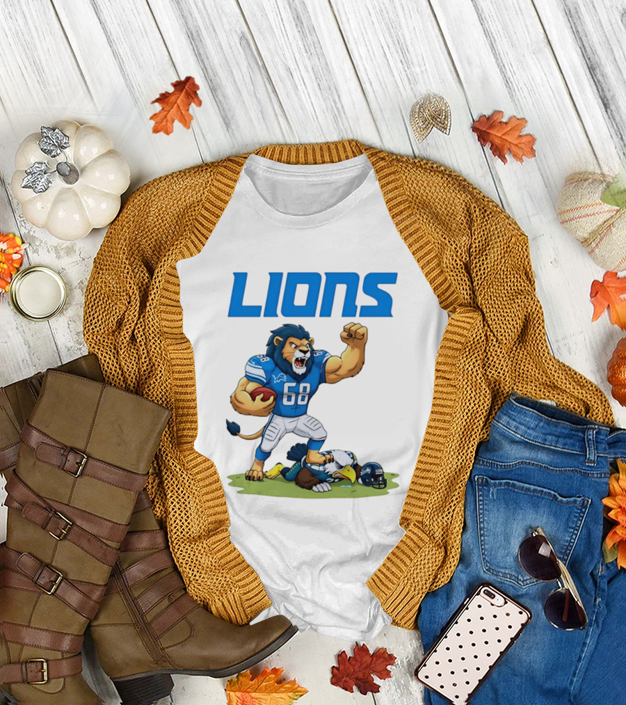 Detroit Lions Dominating Seahawks Rivalry Mascot Showdown T-Shirt