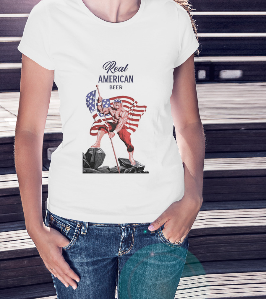 Real American Beer Hulk Hogan US Flag T-Shirt