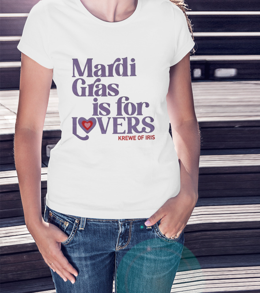 Mardi Gras Is For Lovers Krewe Of Iris Heart T-Shirt