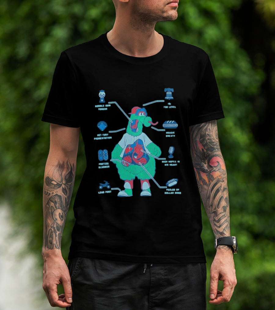 Philadelphia Phillies Phanatic Anatomy Of A Fuzz Monster T-Shirt