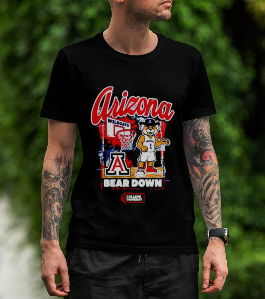 Arizona Wildcats Bear Down Basketball Mascot College Gameday T-Shirt