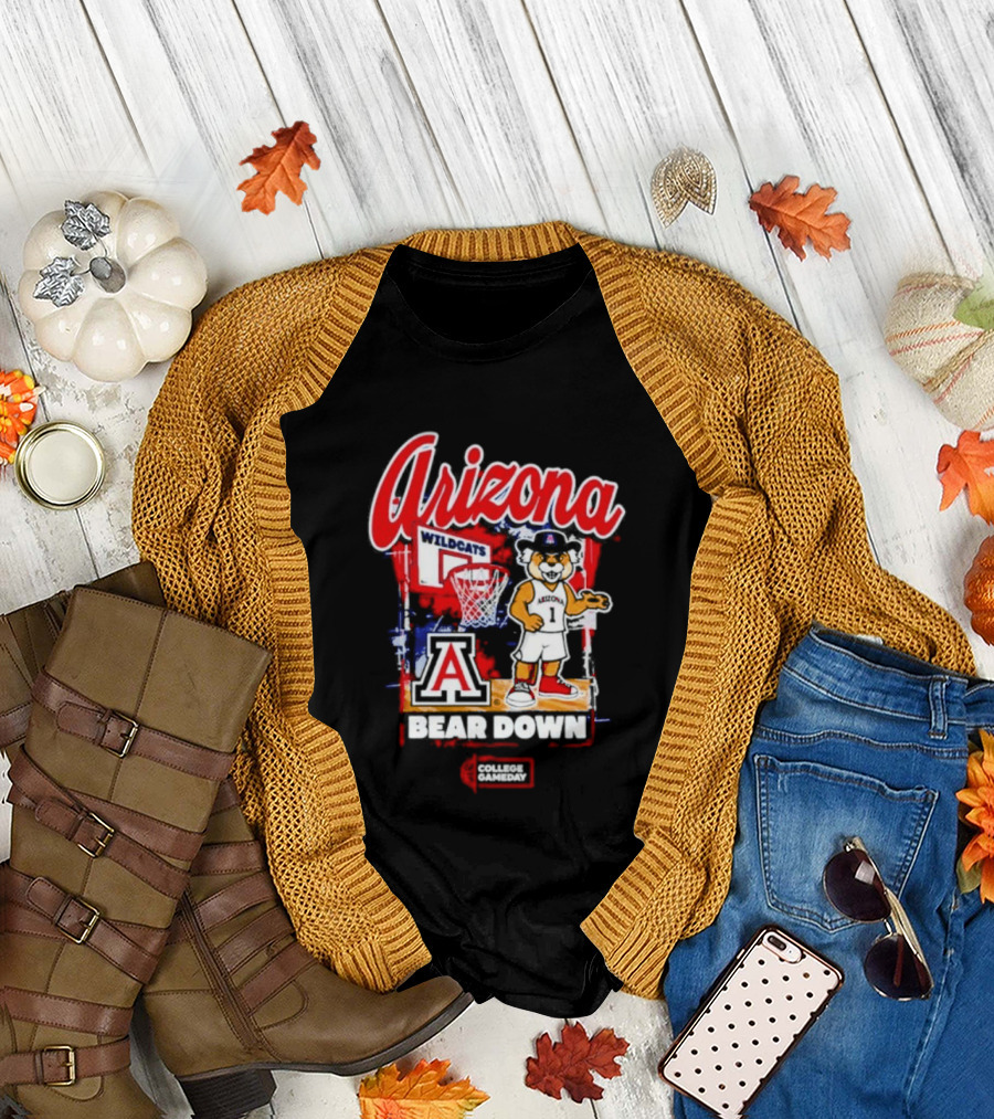 Arizona Wildcats Bear Down Basketball Mascot College Gameday T-Shirt