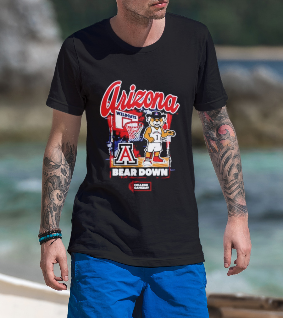 Arizona Wildcats Bear Down Basketball Mascot College Gameday T-Shirt