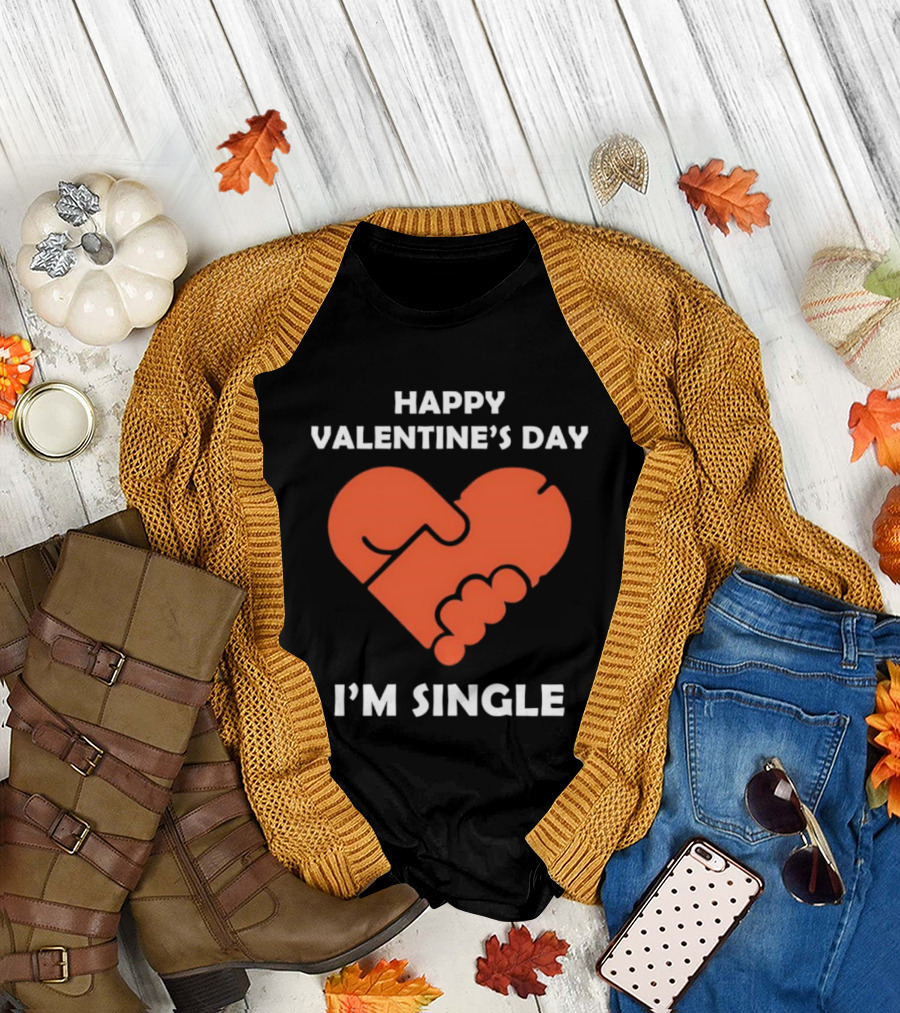 Happy Valentine's Day I'm Single Heart Puzzle T-Shirt