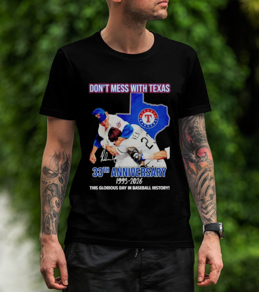 Nolan Ryan Robin Ventura Texas Rangers 33rd Anniversary 1993 2026 Baseball History T-Shirt