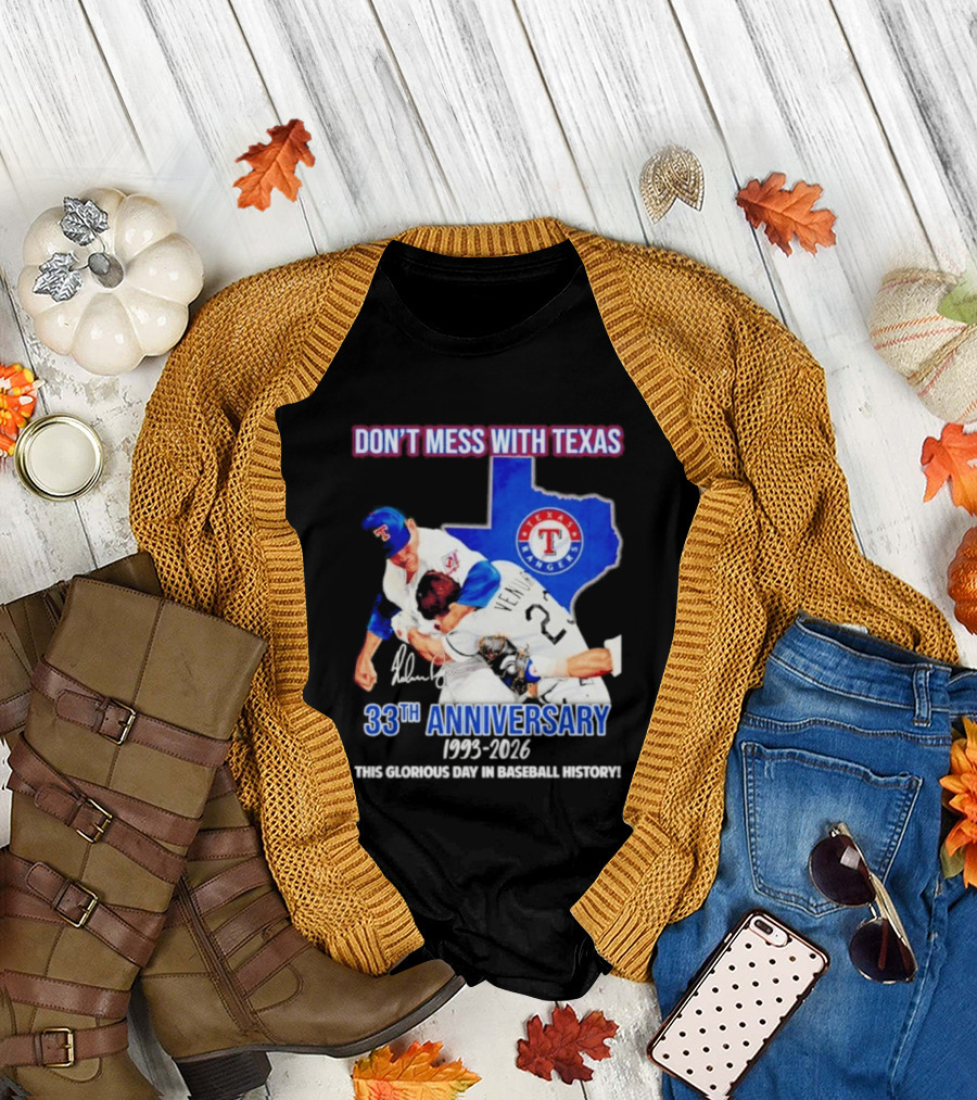 Nolan Ryan Robin Ventura Texas Rangers 33rd Anniversary 1993 2026 Baseball History T-Shirt