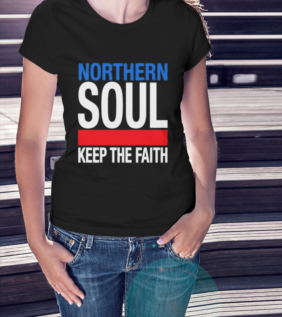 Northern Soul Keep The Faith Blue And Red T-Shirt