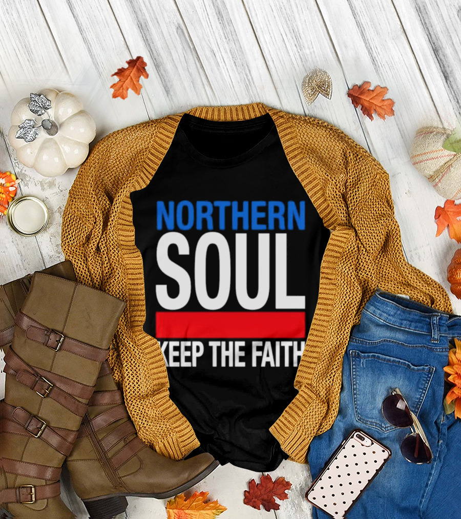 Northern Soul Keep the Faith Blue and Red T-Shirt