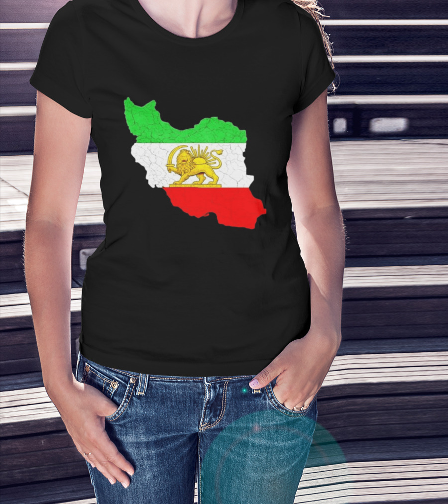 Iran Map With Lion And Sun Persian Heritage T-Shirt
