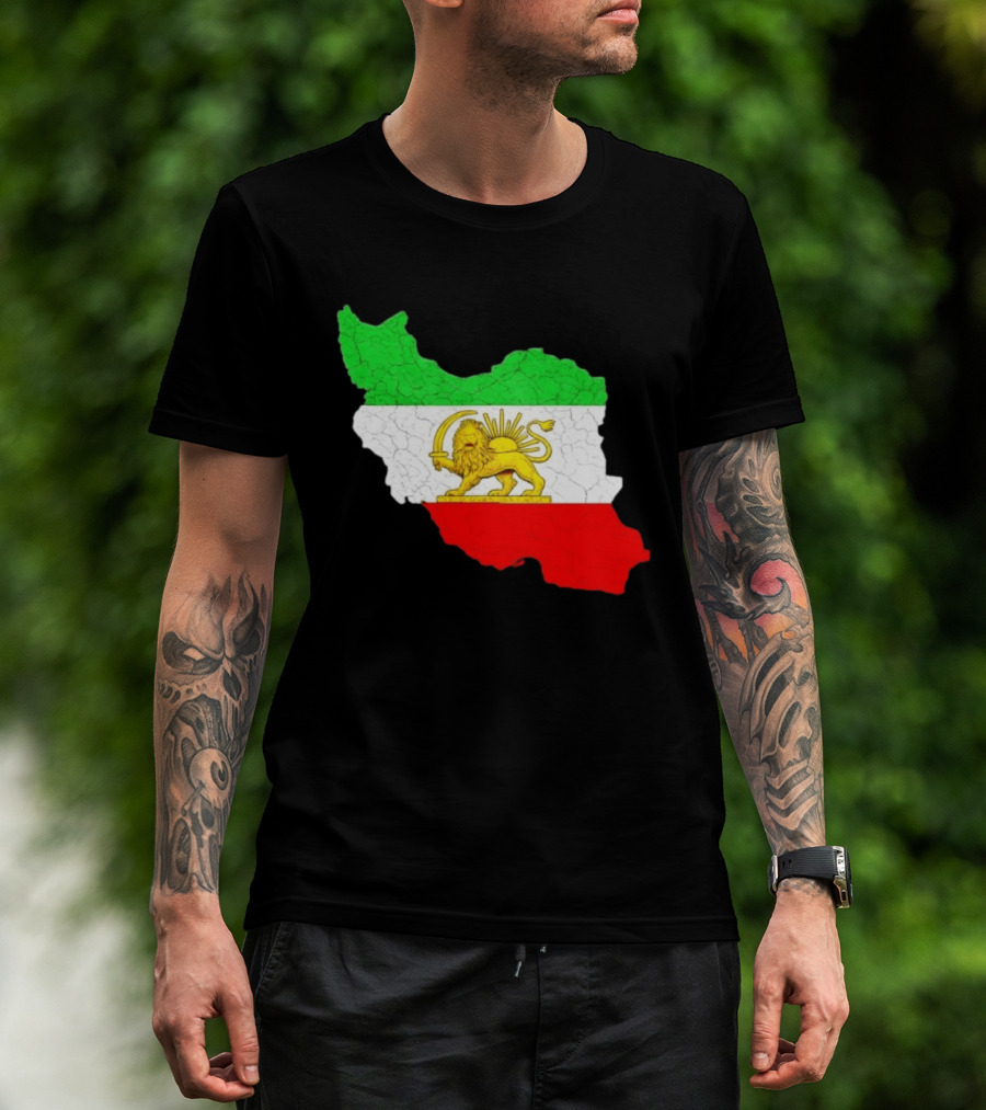 Iran Map With Lion And Sun Persian Heritage T-Shirt