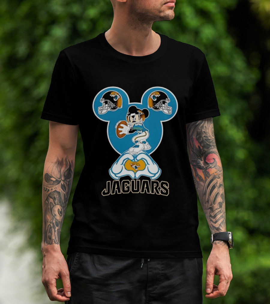 Mickey Mouse Jacksonville Jaguars Football Love Hands T-Shirt