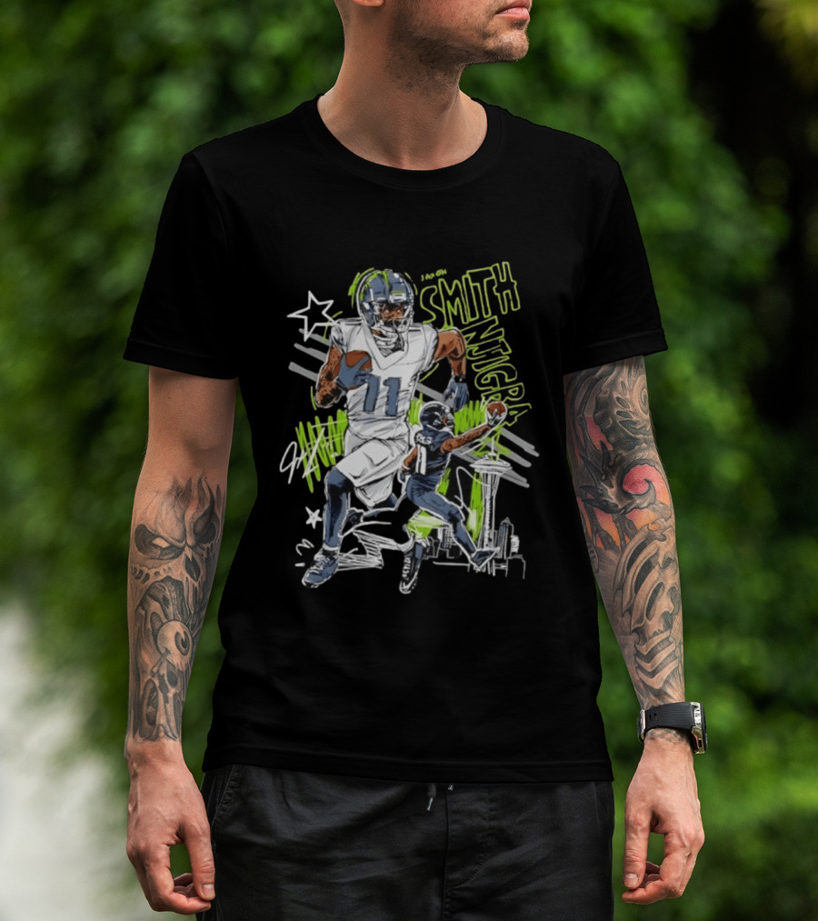Jaxon Smith Njigba Seattle Seahawks 11 Scribble Football T-Shirt