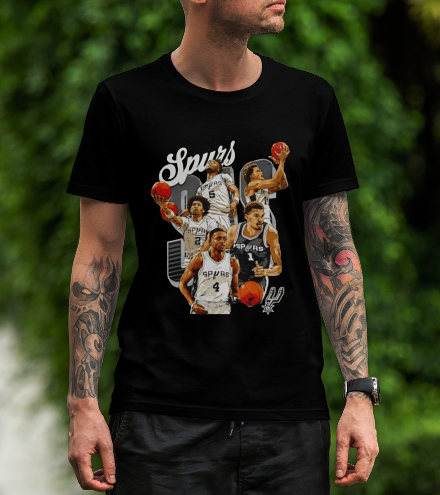 San Antonio Spurs 2026 Starting Five Team Players With Basketballs T-Shirt